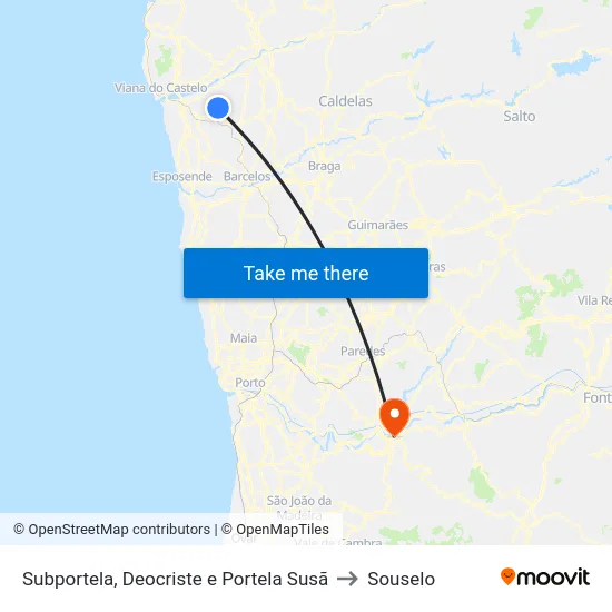 Subportela, Deocriste e Portela Susã to Souselo map