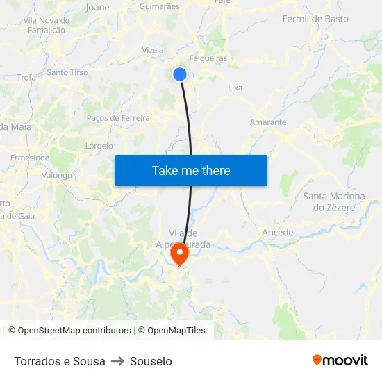 Torrados e Sousa to Souselo map