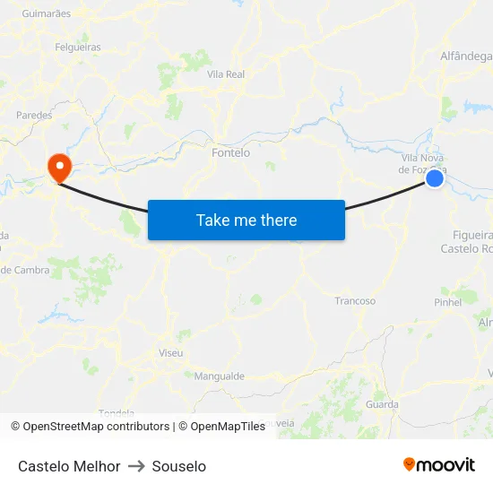Castelo Melhor to Souselo map