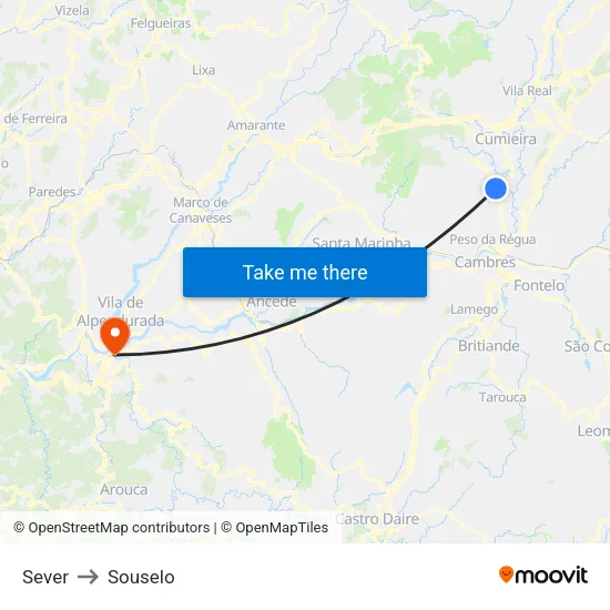 Sever to Souselo map