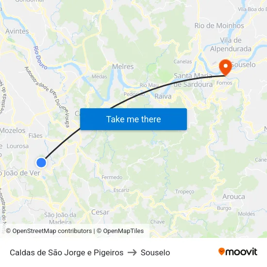 Caldas de São Jorge e Pigeiros to Souselo map