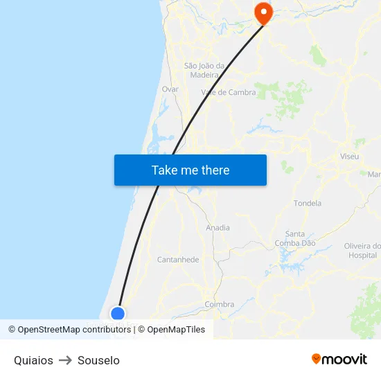 Quiaios to Souselo map