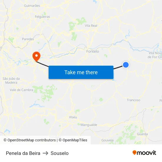 Penela da Beira to Souselo map
