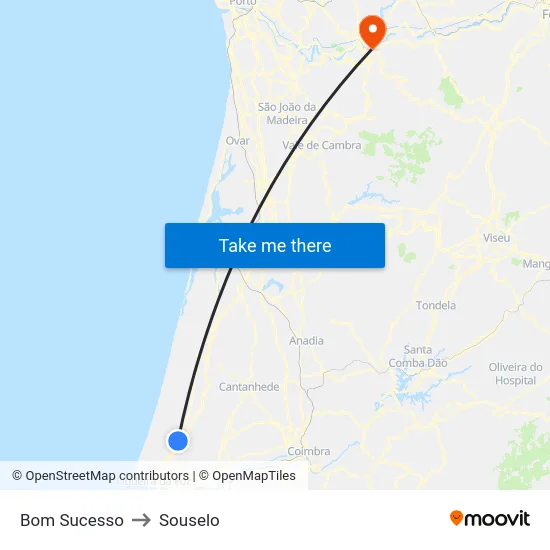 Bom Sucesso to Souselo map