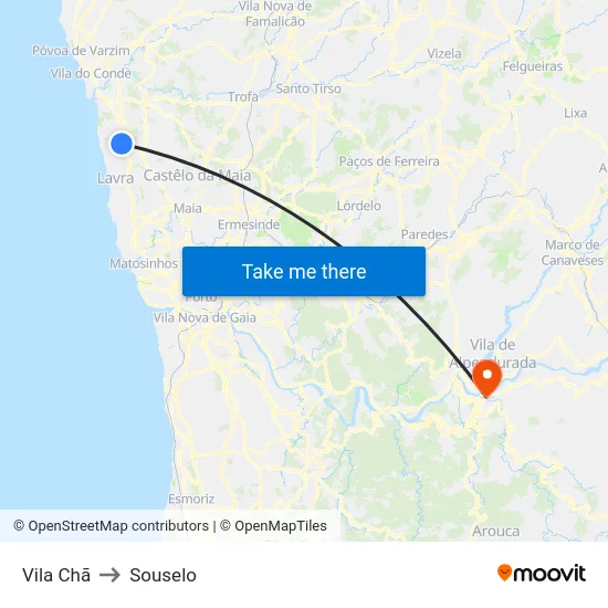 Vila Chã to Souselo map