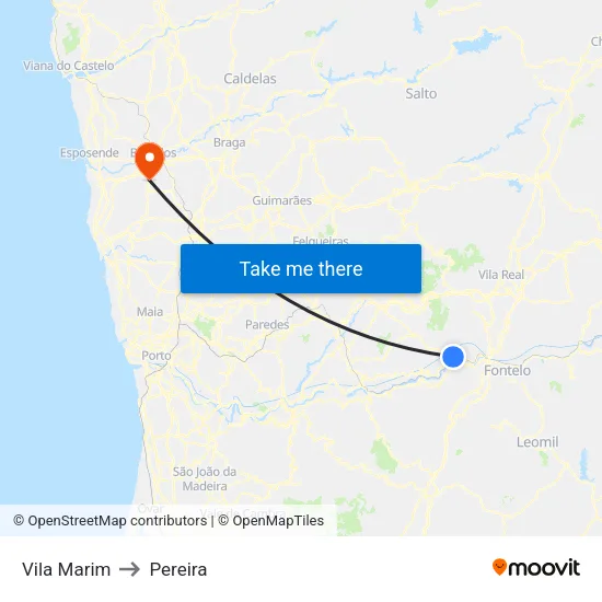 Vila Marim to Pereira map