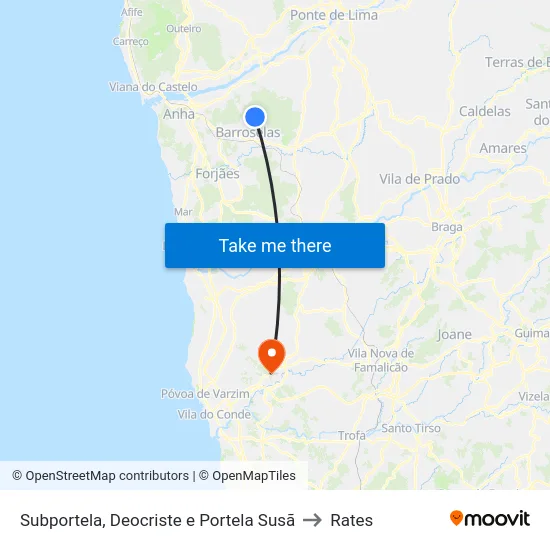 Subportela, Deocriste e Portela Susã to Rates map