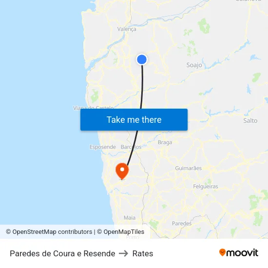 Paredes de Coura e Resende to Rates map