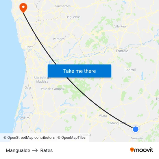 Mangualde to Rates map