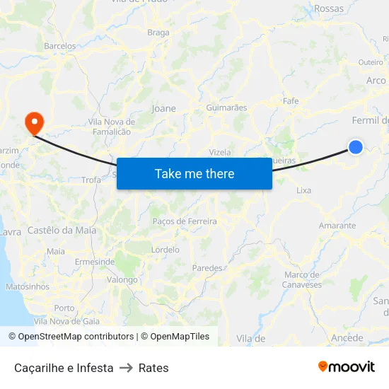 Caçarilhe e Infesta to Rates map