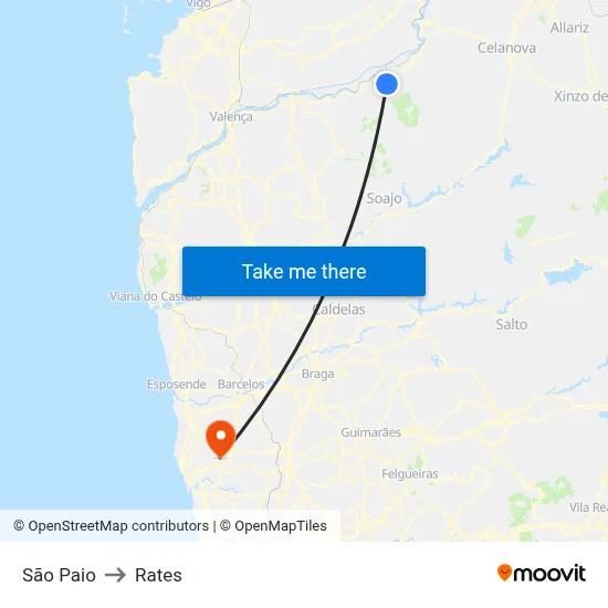 São Paio to Rates map