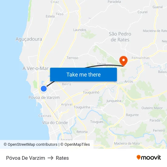 Póvoa De Varzim to Rates map