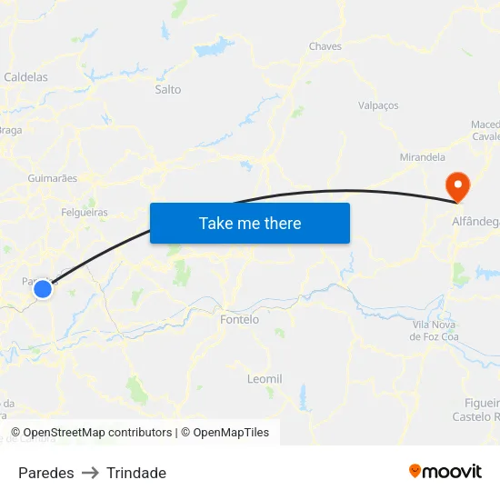 Paredes to Trindade map