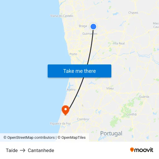 Taíde to Cantanhede map
