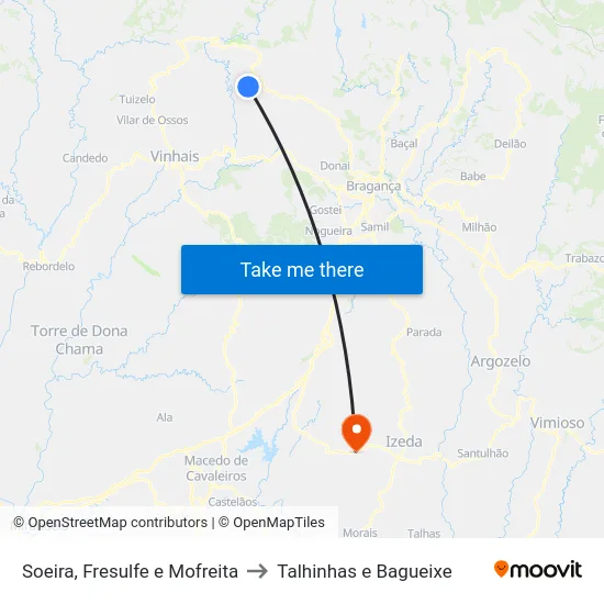 Soeira, Fresulfe e Mofreita to Talhinhas e Bagueixe map