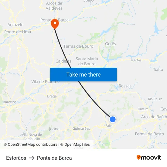 Estorãos to Ponte da Barca map