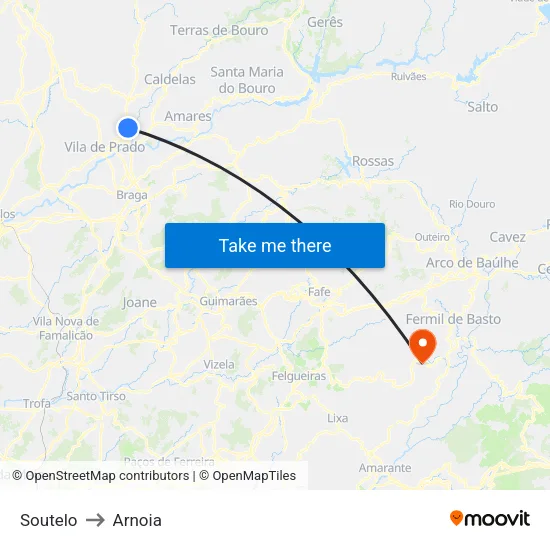 Soutelo to Arnoia map