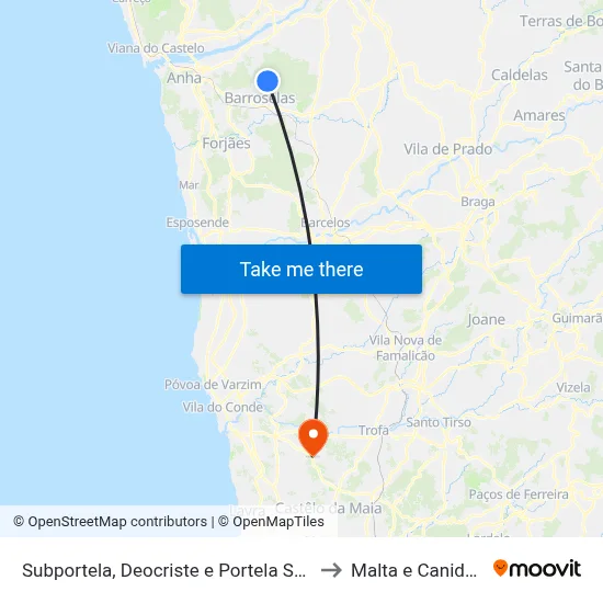 Subportela, Deocriste e Portela Susã to Malta e Canidelo map