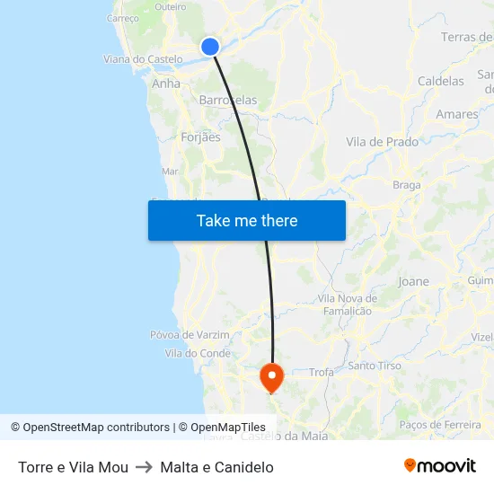 Torre e Vila Mou to Malta e Canidelo map