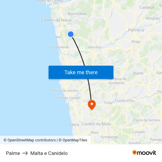 Palme to Malta e Canidelo map