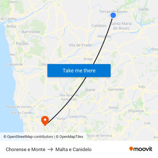 Chorense e Monte to Malta e Canidelo map