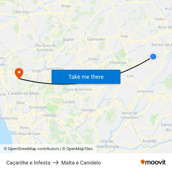 Caçarilhe e Infesta to Malta e Canidelo map