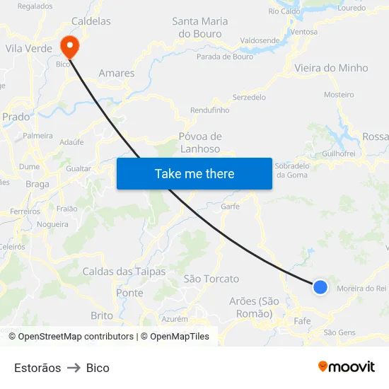 Estorãos to Bico map