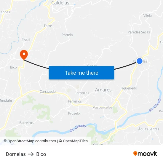 Dornelas to Bico map