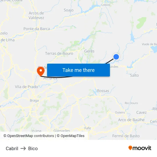 Cabril to Bico map