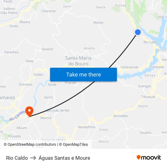 Rio Caldo to Águas Santas e Moure map