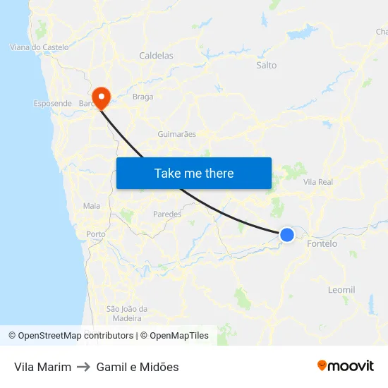 Vila Marim to Gamil e Midões map