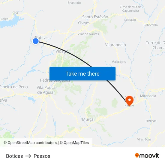 Boticas to Passos map