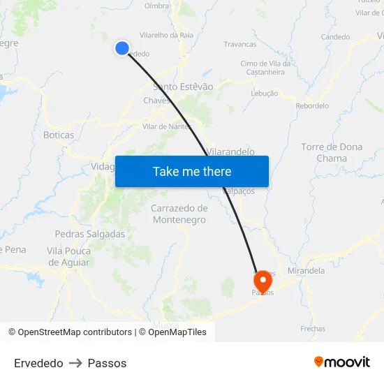 Ervededo to Passos map