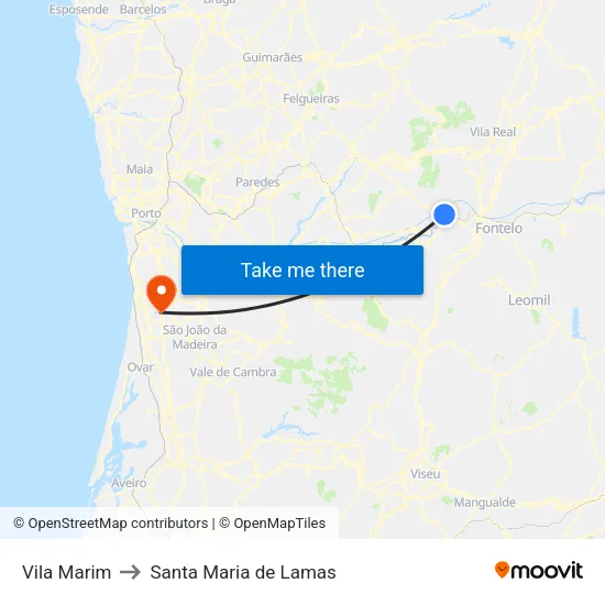 Vila Marim to Santa Maria de Lamas map