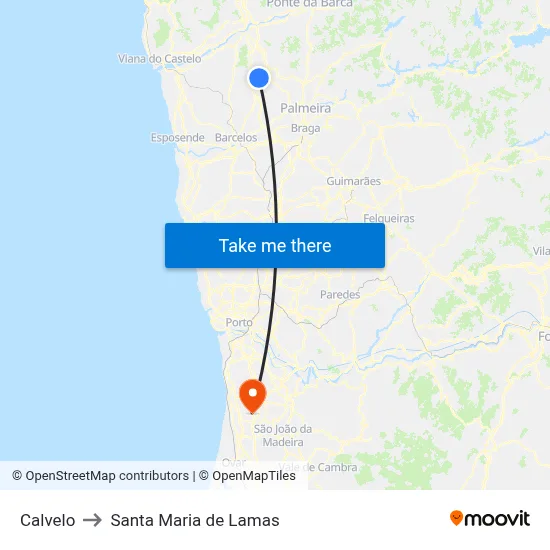 Calvelo to Santa Maria de Lamas map