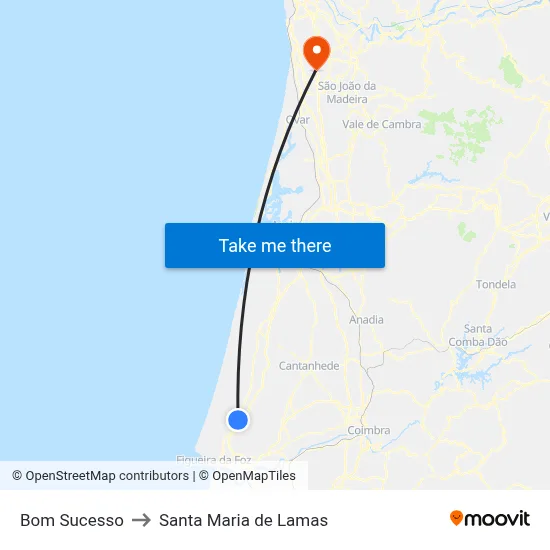 Bom Sucesso to Santa Maria de Lamas map