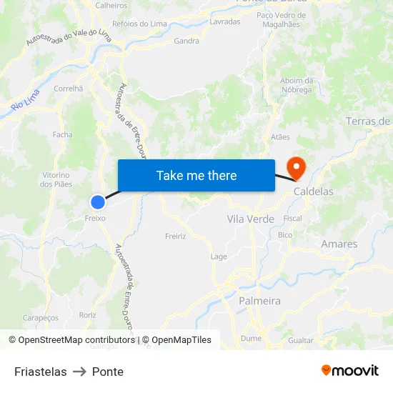 Friastelas to Ponte map