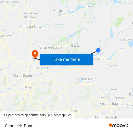 Cabril to Ponte map