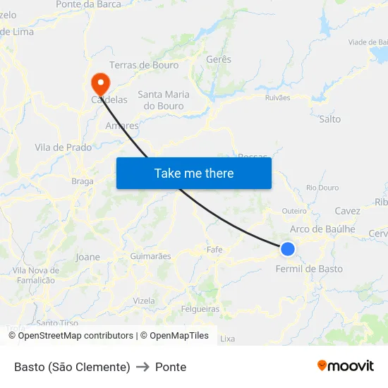 Basto (São Clemente) to Ponte map