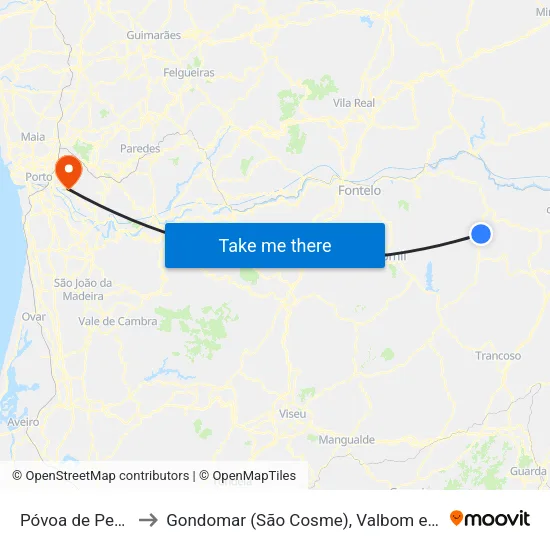 Póvoa de Penela to Gondomar (São Cosme), Valbom e Jovim map