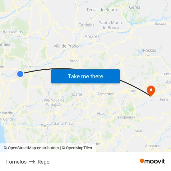 Fornelos to Rego map