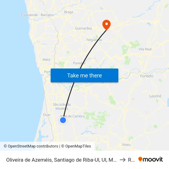 Oliveira de Azeméis, Santiago de Riba-Ul, Ul, Macinhata da Seixa e Madail to Rego map