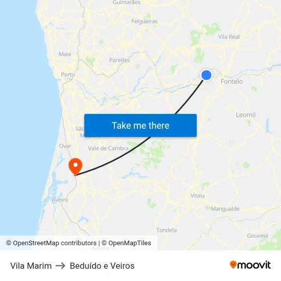 Vila Marim to Beduído e Veiros map