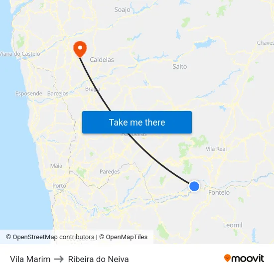 Vila Marim to Ribeira do Neiva map