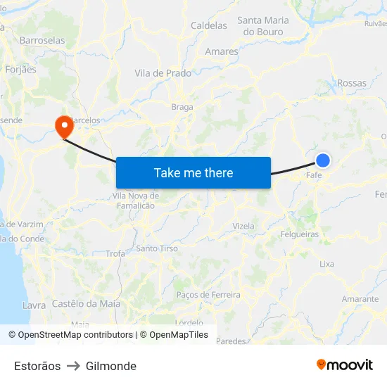 Estorãos to Gilmonde map