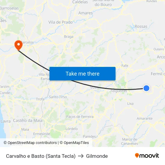Carvalho e Basto (Santa Tecla) to Gilmonde map