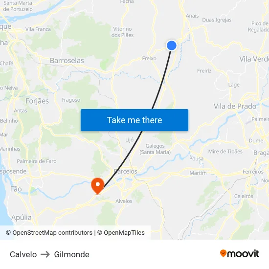 Calvelo to Gilmonde map