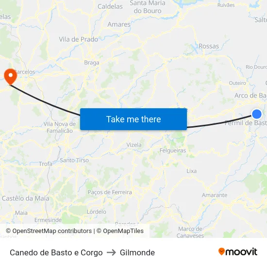 Canedo de Basto e Corgo to Gilmonde map