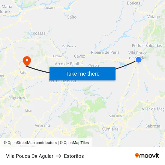Vila Pouca De Aguiar to Estorãos map