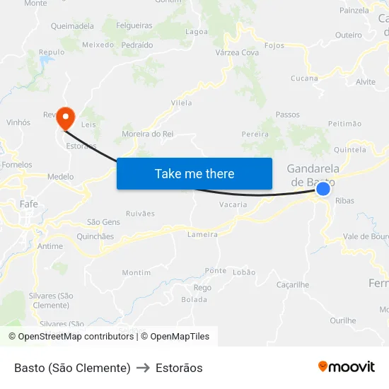 Basto (São Clemente) to Estorãos map